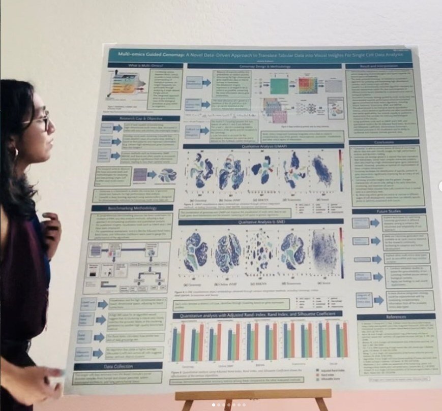 Researcher presenting a multi-omics poster